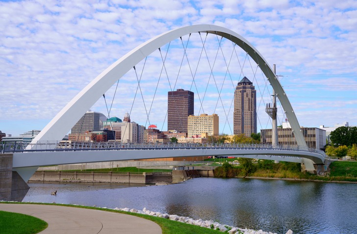 View of downtown Des Moines, Iowa-USA